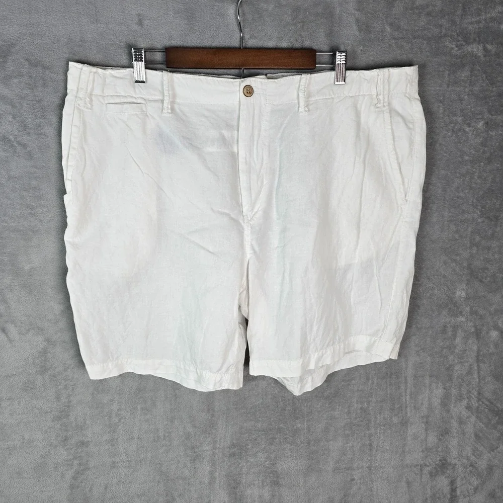 Polo Ralph Lauren Mens White Linen Cotton Classic Fit Shorts‎ Size 40 8in Inseam